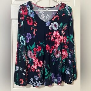 White Birch Floral Long Sleeve Blouse